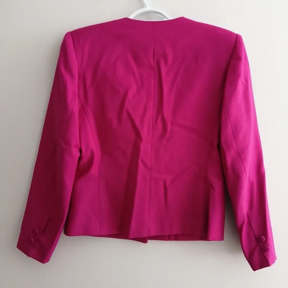 Vintage Braemar by Jeremy Scott Pure Virgin Wool Pink Single Breasted Blazer 4 - Picture 6 of 17
